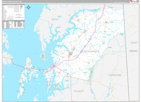 Queen Anne's County, MD Wall Map